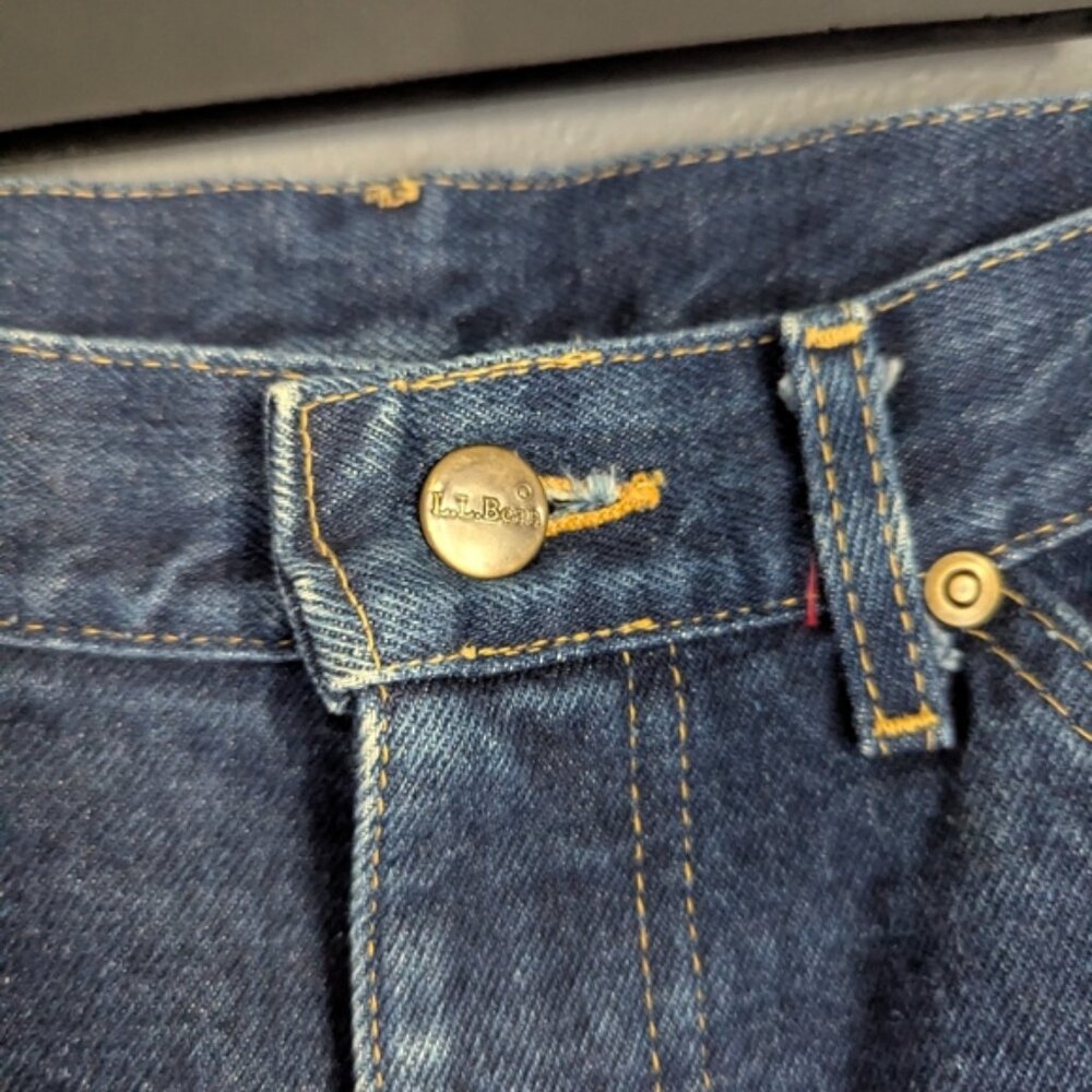 L.L. Bean dark wash men's flannel lined denim jeans 34x32